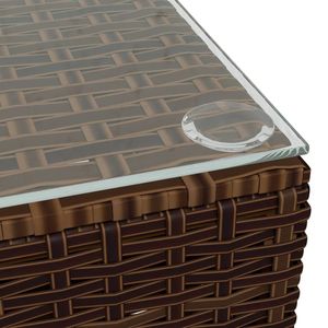 23.6 marrone "x 23.6" x 11.8 "Patio tavolino da esterno in Poly Rattan e tavolo in vetro - Product Image 4