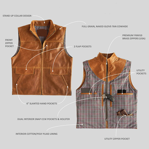 2026 <b>Men's</b> Vintage Brown <b>Leather</b> Vest Motorcycle Biker <b>Waistcoat</b> Sleeveless Utility Jacket Casual Custom Genuine <b>Leather</b> Apparel - Product Image 4