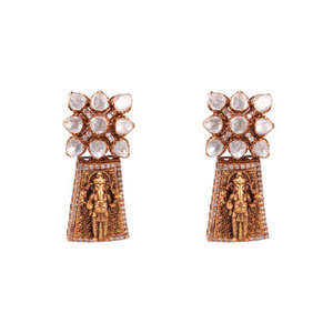 Conjunto de collar estilo templo de la diosa Lakshmi, elaborado por Gajaah en plata de ley 925 con esmeralda Polki y perlas. - Product Image 2