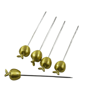 Palillos de cóctel de metal dorado con forma de granada, brochetas reutilizables de acero inoxidable para frutas, set decorativo de pinchos para aperitivos y martinis para eventos - Product Image 3