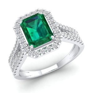 Anillos Solitarios de Moissanita en Oro de 10K, 14K y 18K, Precio al por Mayor REYES, Nuevo Diseño, Corte Esmeralda, Gema de Esmeralda de 1.75 Quilates, Joyería - Product Image 1