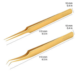 2 pinces à épiler à pointe droite et incurvée, 4,5 pouces, en acier inoxydable, pour extensions de faux cils, avec étui en cuir - Product Image 4