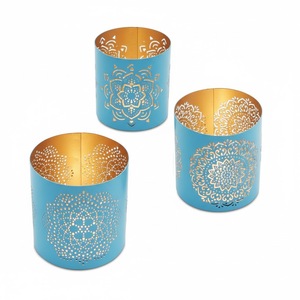 <b>Blue</b> Metal Lanterns with Deer Cutout Design for Christmas Home Decoration Handmade Customized <b>Candle</b> Votive - Product Image 3
