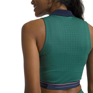 เสื้อเทนนิสผ้าตาข่ายสีเขียวเข้มระบายอากาศดี แต่งซิป สำหรับผู้หญิงสุดแฟชั่น พร้อมกระโปรงเทนนิสเอวสูงแบบมีแผ่นเสริม จำหน่ายในราคาถูก ขั้นต่ำในการสั่งซื้อน้อย - Product Image 2