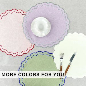 Set di 4 tovagliette in lino e cotone con ricamo floreale a festoni, 38 cm, tessuto con trama in lino naturale, lavabili in lavatrice - Product Image 6