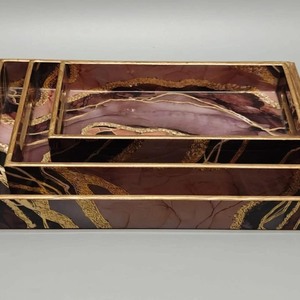 Modern Resin Serving Tray <b>set</b> of 2 pcs blue & creamy colored beautiful serving trays made by KHOOSI OVERSEAS - Product Image 4