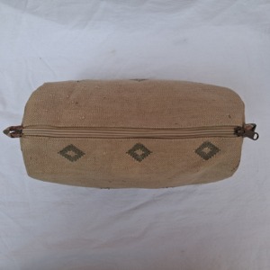 Women's Vintage Geometric Pattern Handwoven Dhurrie Cotton Tote Cosmetic <b>Bag</b> Chains Zipper Closure <b>Medium</b> <b>Size</b> Eco-Friendly - Product Image 3