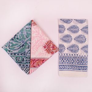 Jaipuri Block Print 100% Organic Cotton Neckerchief Ethnic Bandana Scarf Travel <b>Accessories</b> Sustainable Gift Wrapping Wristband - Product Image 1