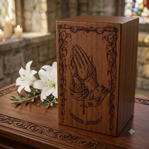 Wooden Cremation Urn <b>Memorial</b> Ash Holder Carved Decorative Keepsake <b>Box</b> Custom Commemorative Funeral Supply - Product Image 2