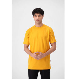 T-shirt personnalisé à manches courtes et col rond pour homme, en coton 100% tricoté, jaune, coupe ample, respirant, écologique et léger, idéal pour l'été - Product Image 1