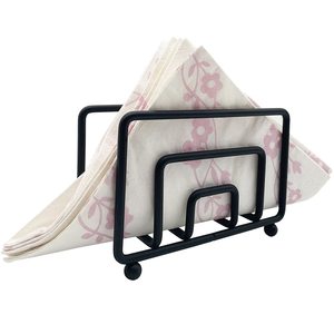 Modern Black Metal Wire Napkin Holder - Minimalist Vertical <b>Paper</b> <b>Tissue</b> Dispenser for Kitchen Countertop & Dining Table Decor - Product Image 1