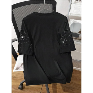 T-shirts pour hommes avec strass, col rond, manches courtes, décontractés, pour l'été - Product Image 4