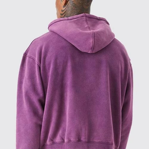 เสื้อฮู้ดดี้ผู้ชายสีม่วงทรงโอเวอร์ไซส์ ผ้าฟลีซลำลอง สวมใส่สบาย เหมาะสำหรับฤดูหนาว สไตล์สตรีทแวร์ - Product Image 2