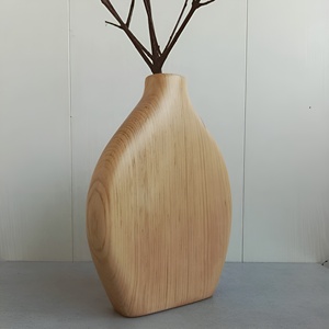 Vase floral rétro en bois massif à prix abordable, avec gravure écologique, pour la décoration intérieure, ornements, boîtes en bois et panneaux muraux - Product Image 2