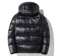 Veste d'hiver décontractée pour homme, noire, à capuche, rembourrée en duvet, coupe-vent, avec fermeture éclair et col montant