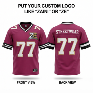 Jersey de Fútbol Americano Unisex Premium ZAINI, Transpirable, 100% Poliéster Malla 220 GSM, Color Granate y Blanco, Logotipo Personalizado, Tackle Twill - Product Image 1