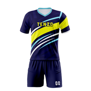 Uniformes de Fútbol Sublimados Personalizados 2025 ODM OEM, Jersey Corto Transpirable de Secado Rápido, Estampado para Equipo, 100% Poliéster, Cuello en V - Product Image 2