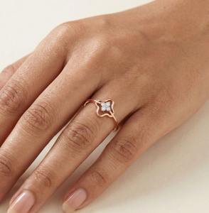 Diamante radiante natural de 0.07 quilates, talla brillante redonda, en oro rosa macizo, color H-I, joyería fina - Product Image 1