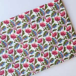 Tela de Algodón Cambray Estampada a Mano 60x60 cm, Tela de Algodón con Estampado Tradicional Jaipuri - Product Image 3