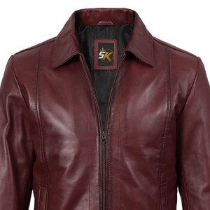 5KINGZ SPORTS Men's Water Resistant Windproof Anti-Bacterial PU Leather Winter <b>Jacket</b> with <b>Mandarin</b> <b>Collar</b> and Sherpa Lining - Product Image 4