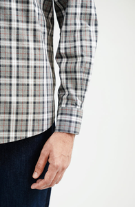 Chemise en coton à carreaux gris légère pour homme, chemise décontractée à manches longues, chemise boutonnée élégante décontractée, chemise décontractée pour homme - Product Image 4