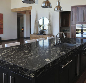 VARDHMAAN BLACK MARKINO Flamed Surface Modern Design <b>Granite</b> <b>Slab</b> for Kitchen & Villa Applications - Product Image 3