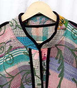 Veste indienne Suzani Kantha écologique, imprimée, 100% coton, col mandarin, confortable - Product Image 5