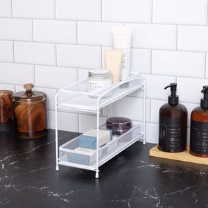 Organizador de Especias Extraíble de 2 Niveles, Cesta de Almacenamiento de Metal Blanca para Cocina, 4.5" X 11" - Product Image 5