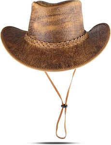 Wholesale RABUSH SPORTS RS-CBH-15 Racing Biker Leather <b>Hats</b> Vintage Shapeable Outback <b>Western</b> Style Wide Brim Four Seasons - Product Image 2