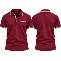 Kaos Polo Golf Pria Bordir Kustom Hijau Lengan Pendek, Kaos Polo Performa Bernapas, Kerah & Manset Bergaris