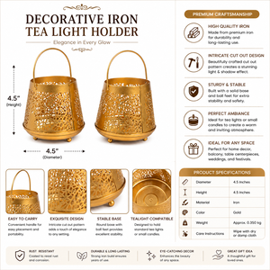 Handcrafted Iron Lantern Set of 2 | Decorative Hanging <b>Tea</b> <b>Light</b> <b>Candle</b> <b>Holders</b> for Home, Wedding & Festive Decor - Product Image 5