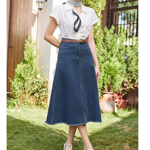 Women High Waist Denim <b>Maxi</b> <b>Skirt</b> Solid Color Straight Cut Casual Floor Length Jean <b>Skirt</b> <b>with</b> <b>Pockets</b> Comfortable Woven Fabric - Product Image 6