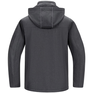 Custom Logo Men's Softshell <b>Jacket</b> Waterproof Detachable Hooded Windbreaker Charcoal Grey Tactical <b>Fleece</b> <b>Lined</b> Coat - Product Image 4