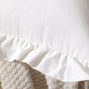 Funda de Almohada de Algodón Blanco, Color Sólido, Borde con Volantes Cuadrados, Estilo Clásico, Decoración para el Hogar - Product Image 2