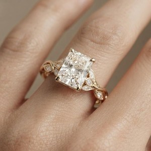 Gorgeous 3.00 Carat Radiant Cut Diamond Trendy Ring Lab Grown With 18K Solid Gold <b>Bride</b> Wedding Gift Jewelry for Partner - Product Image 5