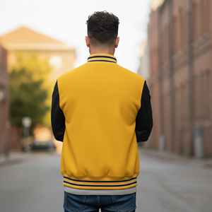 OEM Wholesale High Quality 100% <b>Wool</b> Canvas Body Leather Sleeves Men's Winter Jacket Custom Embroidered Logo Varsity Jacket - Product Image 3