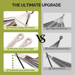 Supporto per Ruote in Acciaio Rinforzato da 2,7 m con Barra Distanziatrice, Set Doppia Amaca Portatile per Hotel, Realizzato in Metallo Resistente - Product Image 2