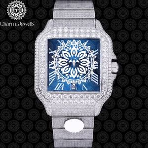 Charm_Jewells Luxury Stainless Steel Square <b>Watch</b> With Diamond Bezel Sapphire Crystal Date Display <b>Mechanical</b> Movement Unisex - Product Image 1