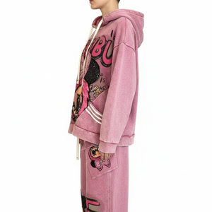 Achetez un sweat à capuche pour femme de qualité supérieure en coton Better Cotton Korean Initiative, couleur violet clair, tricoté pour l'hiver, col à capuche classique - Product Image 5