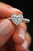 Anillo de Compromiso Premium con Diamante Incoloro en Forma de Corazón de 3CT Cultivado en Laboratorio, Certificado IGI, Chapado en Oro, con Halo, para Propuesta o Promesa