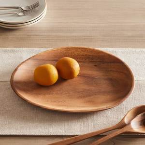 Assiette ronde en bois naturel artisanal pour servir les aliments, le dîner, les collations, les fruits, les desserts, le pain et les apéritifs, adaptée - Product Image 5