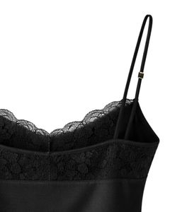 ชุดนอนเซ็กซี่ผ้าซาตินสีดำ แต่งลูกไม้ เสื้อสายเดี่ยว กางเกงขาสั้น ชุดนอนผู้หญิง ชุดนอนผ้าไหมนุ่ม ชุดนอนฤดูร้อน ชุดลำลองสองชิ้น - Product Image 6