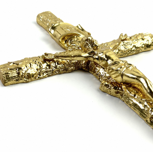 Croix murale religieuse de Jésus en métal plaqué argent, petite, sculptée, avec impression numérique, vente en gros - Product Image 3