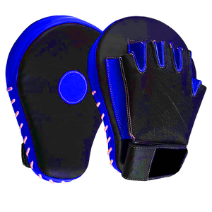 Mitaines d'entraînement en microfibre bleue avec doigts repliables, fermeture à lacets, imperméables et légères pour adultes pratiquant les arts martiaux - Product Image 1
