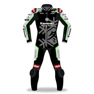 ชุดแข่งรถจักรยานยนต์ Jonathan Rea WSBK รุ่น Rawasaki ทำจากหนังวัว/หนังจิงโจ้ สำหรับขับขี่บนสนาม/ขี่มอเตอร์ไซค์  ชุดจั๊มสูทหนังแท้มาตรฐาน CE ระดับ 2 - Product Image 1