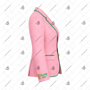 Vente en gros Alpha grec |   Kapa |   Blazer formel brodé à simple boutonnage pour femme Alpha Sorority, veste de costume professionnelle - Product Image 2