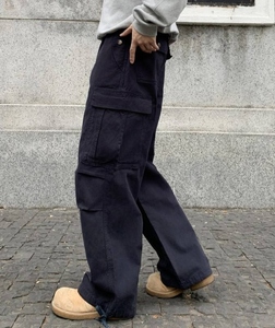 Pantalon cargo évasé décontracté vintage 2025 pour homme, avec fermeture éclair, démontable, à boutons, en laine peignée, service OEM - Product Image 5