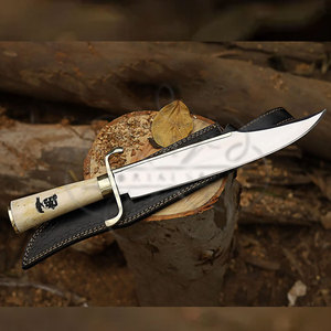 Cuchillo Bowie de Gran Tamaño con Hoja de Acero Inoxidable de Alta Calidad con Punta de Clip, Empuñadura de Madera Pakkawood y Funda de Nailon - Product Image 1