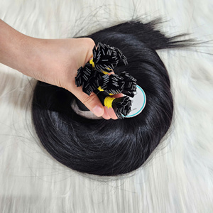 Extensiones de Cabello Virgen con Punta Plana, Color Jet Black, Cabello Humano Real, Liso Natural, Súper Doble Trama - Product Image 4
