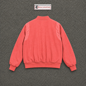 MENS CORAL STREETWEAR BOMBER VARSITY <b>JACKET</b> <b>Fleece</b> <b>Lining</b> Regular Fit Turn-down Collar Single Breasted Casual Autumn Wear LUXURY - Product Image 6